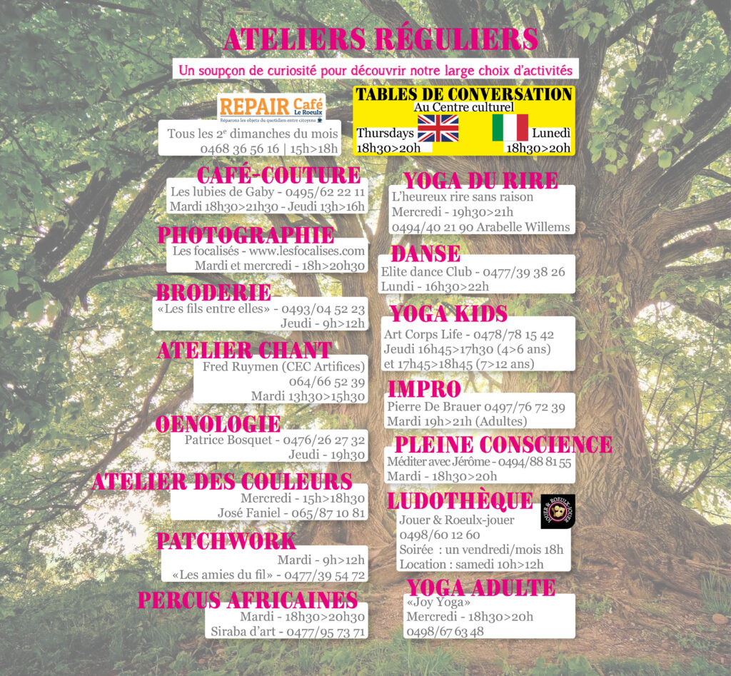 Nos ateliers pour les adultes